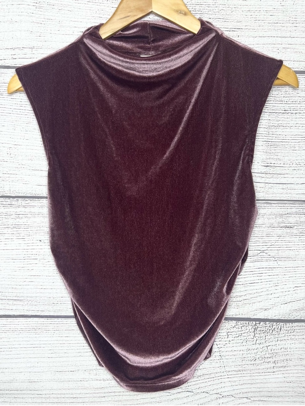 a new day Sleeveless Velvet Mock Neck Top in Plum